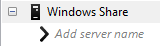Add access credentials in "Add server name" under Windows share in the Network Storage tab.