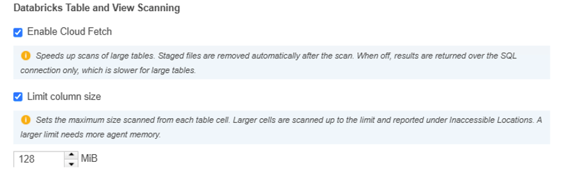 Dialog box to configure the path, credentials and proxy agent for Databricks Targets.