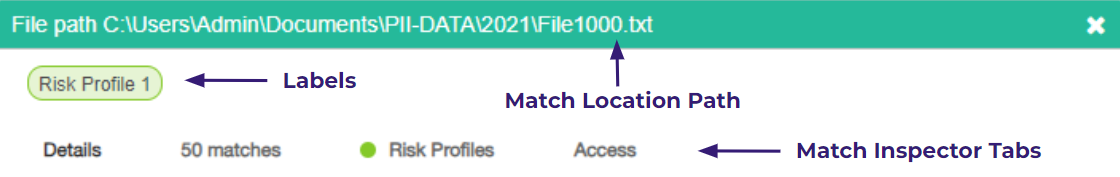 Match Inspector components Components in the Match Inspector window.