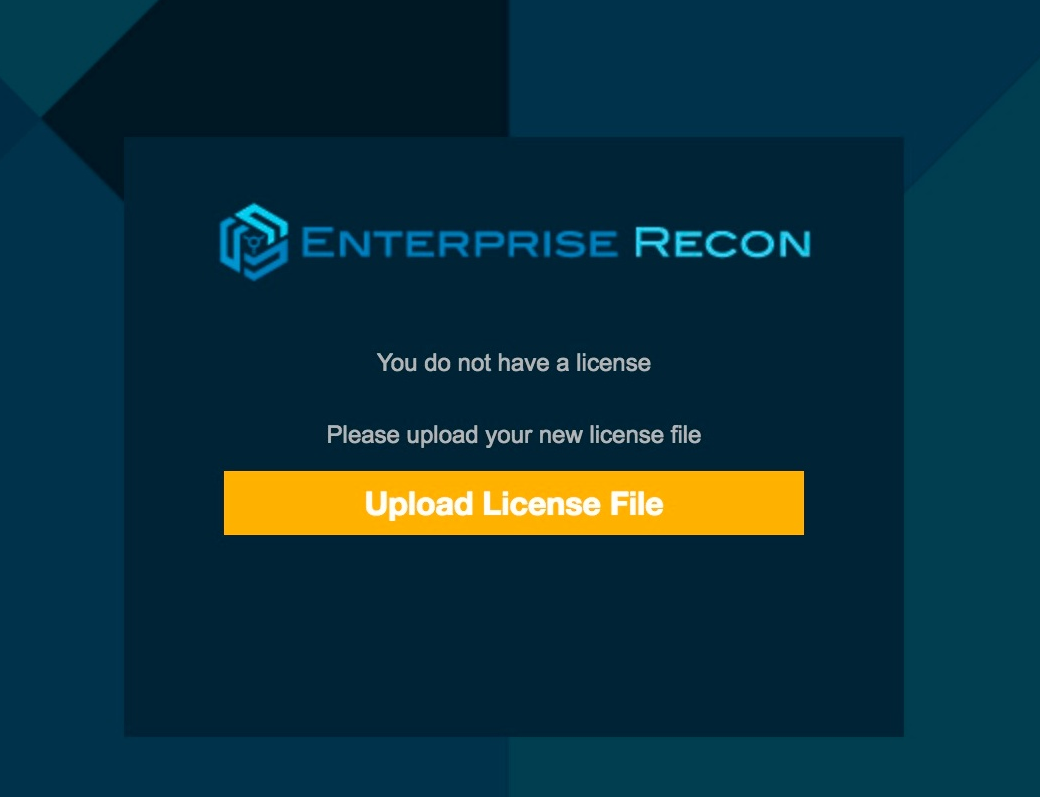 Upload License File dialog box Dialog box to upload a license file to activate Enterprise Recon 2.2.
