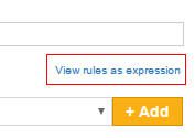 "View rules as expression" clickable "View rules as expression" option to open up the Expression Editor dialog box.
