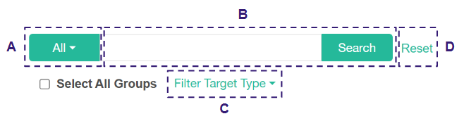 Search Targets, Target Group Names, or Target Location Names Select Targets, Target Groups, or Target Locations as scan locations in Enterprise Recon 2.15.0.