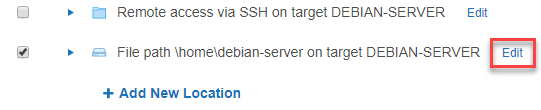 Edit Target location Click Edit next to a Target location in the Select Locations page to update a Target location.