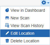 Options menu for a Target location Select Edit Location in the options menu for a Target location.