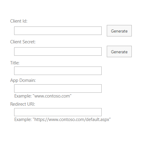 AppRegNew form for SharePoint Add-in Registration AppRegNew form for SharePoint Add-in Registration