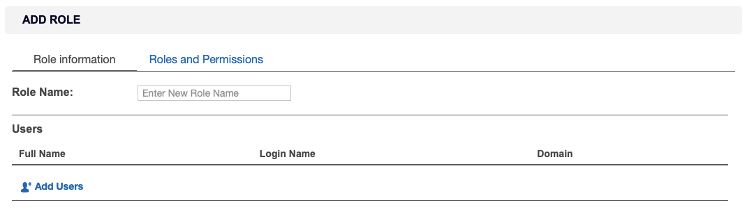 Add Role page Add Role page displaying the Role information tab.